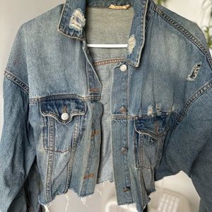 Vintage crop top jeans vest